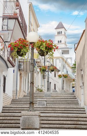 Beautiful Alley In The Old Town. Building