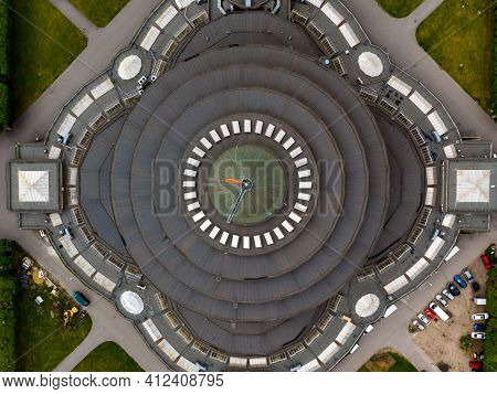 Wroclaw, Poland - May 13 2020: Aerial Drone View To Centennial Hall