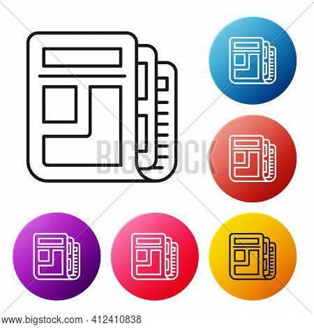 Black Line Stock Market News Icon Isolated On White Background. Newspaper Sign. Mass Media Symbol. S