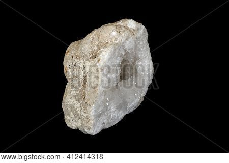 Macro Mineral Stone Quartz Geode Black Background