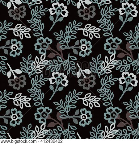 Оriginal Seamless Botanical Pattern With Oriental Motifs In Limited Colors