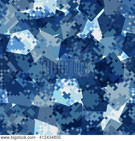 Military Camouflage Seamless Pattern. Urban Digital Pixel Style.