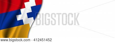 Nagorno-karabakh Republic Flag On White Background. White Background With Place For Text Near The Fl