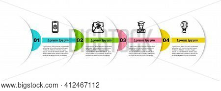 Set Line Smartphone With Dollar, Mail And E-mail, Graduate Graduation Cap And Hot Air Balloon. Busin
