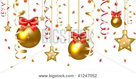 Estrelas de Natal e bolas de Natal fronteira isolado no fundo branco