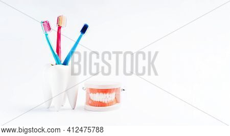 Dental Care. Dental Accessories On A White Background.