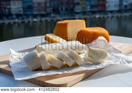 Cheese Collection, Belgian Abbey Cheeses Made With Brown Trappist Beer And Fine Herbs And View On Ma