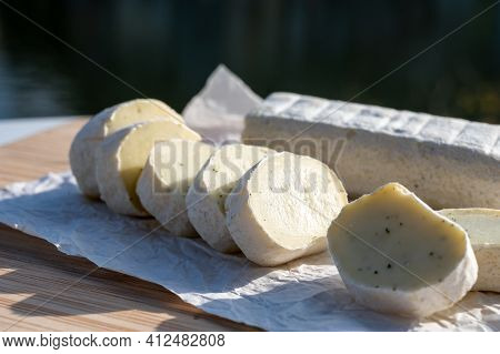 Belgian Abbey Cheese Fagotin In Pieces With Jam Served Outdoor, Wallonia, Belgium