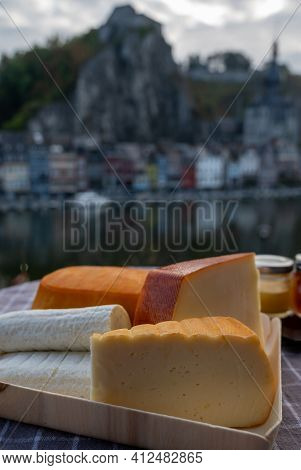 Cheese Collection, Belgian Abbey Cheeses Made With Brown Trappist Beer And Fine Herbs And View On Ma
