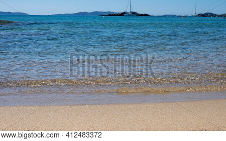 Summer Vacation On French Riviera, Crystal Clear Azure Blue Water Of  Mediterranean Sea In Saint Cla