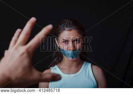 Couple Having A Problem. Divorce, Fight, Problems. Young Couple Angry. Dark Photo. Background. Stree
