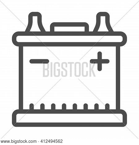 Automotive Lead-acid Battery Line Icon, Car Parts Concept, Car Battery Sign On White Background, Acc