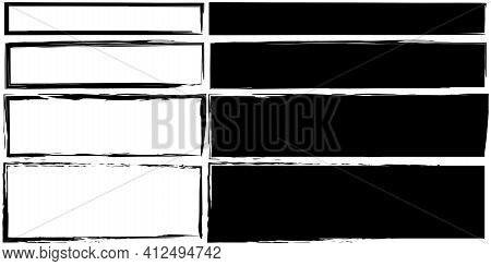 Black Brush Rectangles. Hand Drawn Sketch. Grunge Texture. Vector Design Elements. Vector Drawing. S