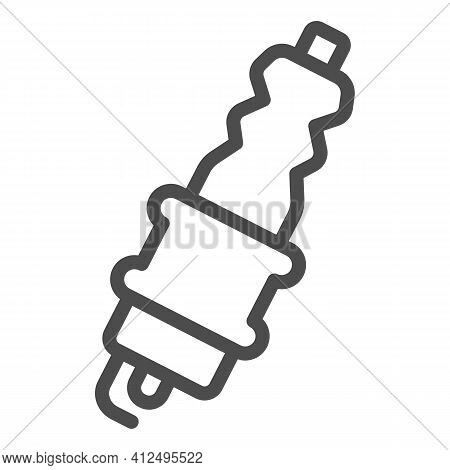 Automotive Spark Plug Line Icon, Car Parts Concept, Car Spark Plug Sign On White Background, Spare P