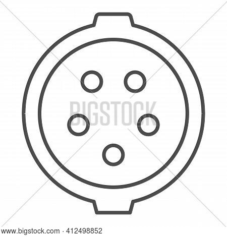 Three Phase Charger Socket Thin Line Icon, Electric Car Concept, Electric Car Charging Plug Sign On 