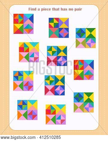 Logic Game For Children. Find Which Shape Is Unpaired. Development Of Attention. Vector Illustration