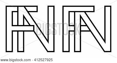 Logo Sign Fn And Nf Icon Sign Interlaced Letters N, F Vector Logo Nf Fn First Capital Letters Patter