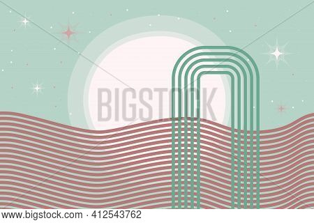 Contemporary Minimalist Background Modern Boho Style. Boho Design For Postcards, Nursery Walldecor, 