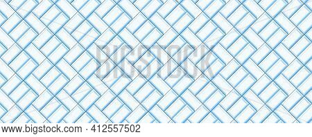 Subway Tile Background. White Seamless Patter For Kitchen Backsplash, Bathroom Wall, Shower. Vector 