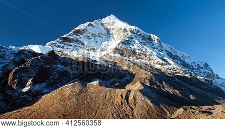 Peak Seven 7 Vii, Beautiful Mount On The Way To Makalu Base Camp, Barun Valley, Nepal Himalayas Moun