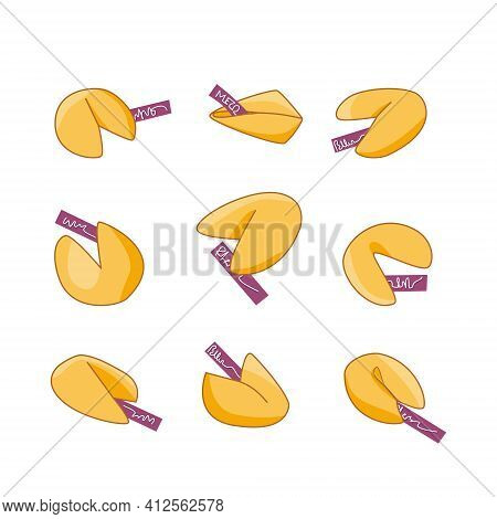 Fortune Cookies Vector Cartoon Illustration Isolated On White Background.