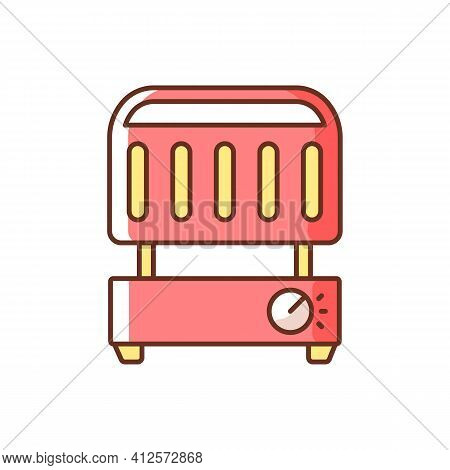 Electric Grill Rgb Color Icon. Indoor Barbecue Machine. Heater For Home Cooking. Electrical Utensil 