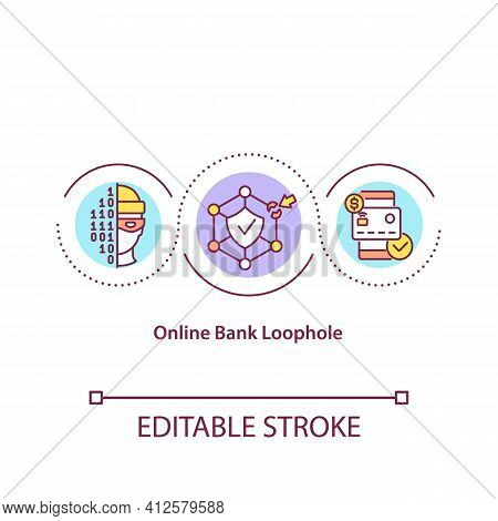 Online Bank Loophole Concept Icon. E-banking And Internet Bank Account Users Idea Thin Line Illustra