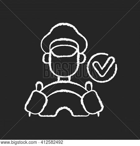 Verified Drivers Chalk White Icon On Black Background. Drivers With A License. Travel Insurance. Che
