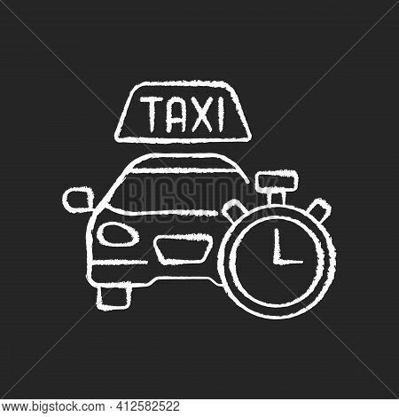 Immediate Availability Chalk White Icon On Black Background. The Ability To Quickly Order A Taxi. Af