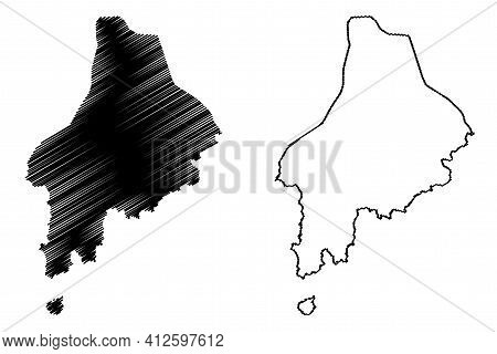 Caue District (democratic Republic Of Sao Tome And Principe, Saint Thomas And Prince) Map Vector Ill