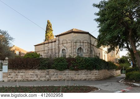 Jerusalem, Israel, February 27, 2021 : Evening View Of Apartment Buildings On David Marcus Street In