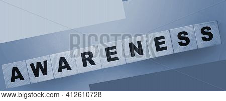 Awareness Alphabet Letter On Wooden Cubes On Green Background. Saving Nature Eological Concept, Heal