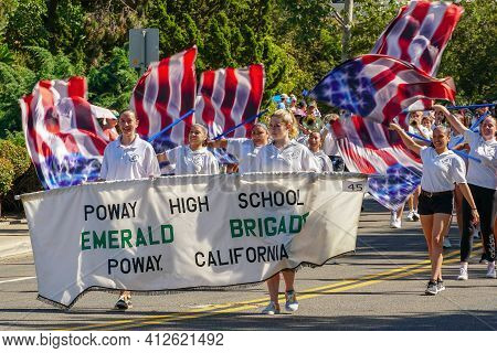 Poway High School Marching Band, 4th July Independence Day Parade At Rancho Bernardo, San Diego, Cal