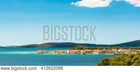Sunny Shore Of The Adriatic Sea Near Brodarica Coastline, Croatia