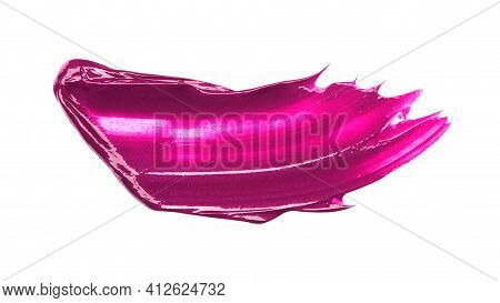 Smudged Red Lip Gloss Sample Isolated On White Background