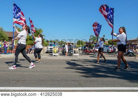 Poway High School Marching Band, 4th July Independence Day Parade At Rancho Bernardo, San Diego, Cal