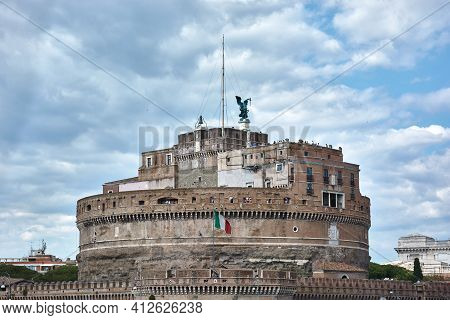 May 17, 2017 - Rome, Italy: Exterior View Of Castle Sant Angelo On A Cloudy Spring Day In Rome.