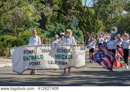Poway High School Marching Band, 4th July Independence Day Parade At Rancho Bernardo, San Diego, Cal
