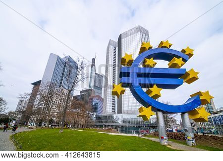 Willy Brandt Square In The Financial District Of Frankfurt Germany - Frankfurt, Germany - March 11, 