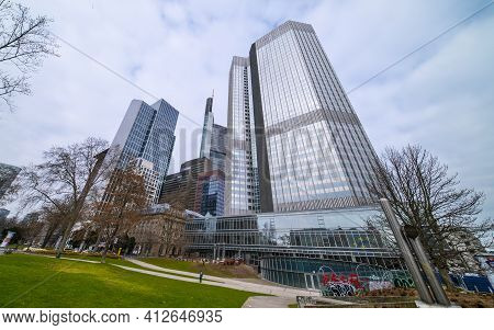 Willy Brandt Square In The Financial District Of Frankfurt Germany - Frankfurt, Germany - March 11, 
