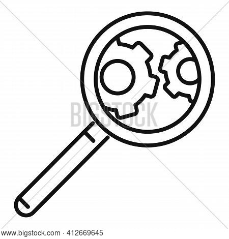 Search Server Problem Icon. Outline Search Server Problem Vector Icon For Web Design Isolated On Whi
