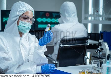 The Coronavirus Or Covid Vaccine Researched By Pharmaceutical Bio Research And Development Scientist