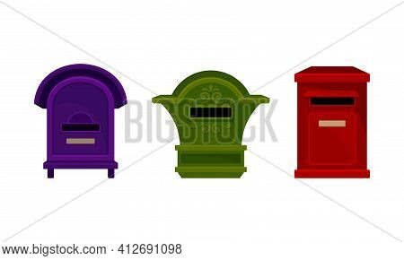 Letter Box Or Letter Plate With Hole Or Mail Slot For Receiving Incoming Mail Vector Set