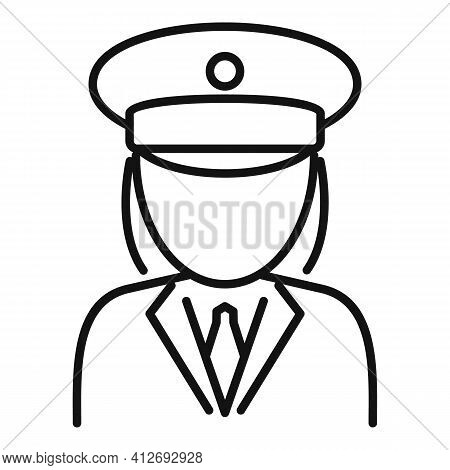 Woman Electric Train Driver Icon. Outline Woman Electric Train Driver Vector Icon For Web Design Iso