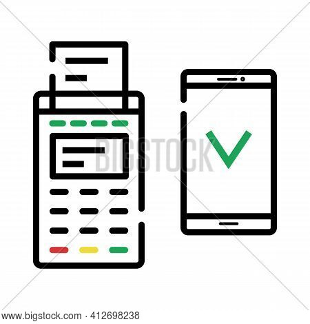 Bank Terminal. Successful Payment. Vector Illustration On Isolated Background.
