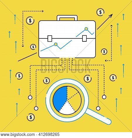 Investment Portfolio And Pie Chart. Vector Illustration In Flat Style.