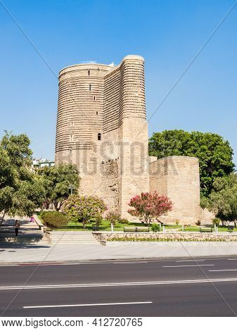The Maiden Tower Also Known As Giz Galasi, Located In The Old City In Baku, Azerbaijan. Maiden Tower