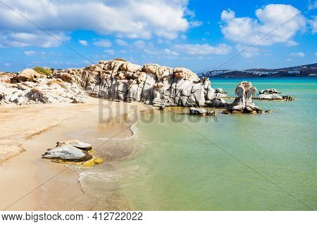 Kolimbithres Beach With Beauty Stone Rocks On The Paros Island In Greece