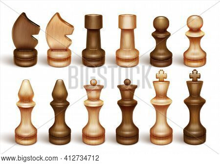 Chess Pieces Black And White Set Vector