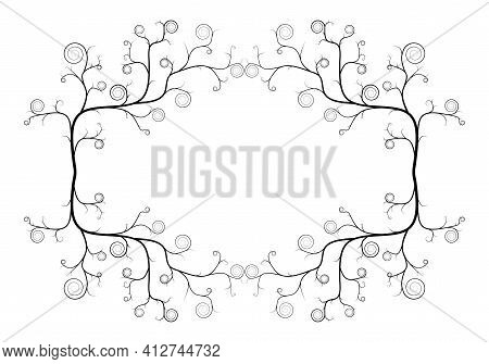 Silhouette Of Vine Isolated On White Background. Ivy Arch Vector Illustration. Dead Tree.